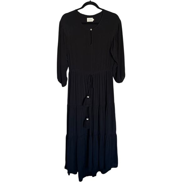 Flannel Australia Peasant Black Maxi Dress Size 0 ( Oversized ) - Picture 1 of 9